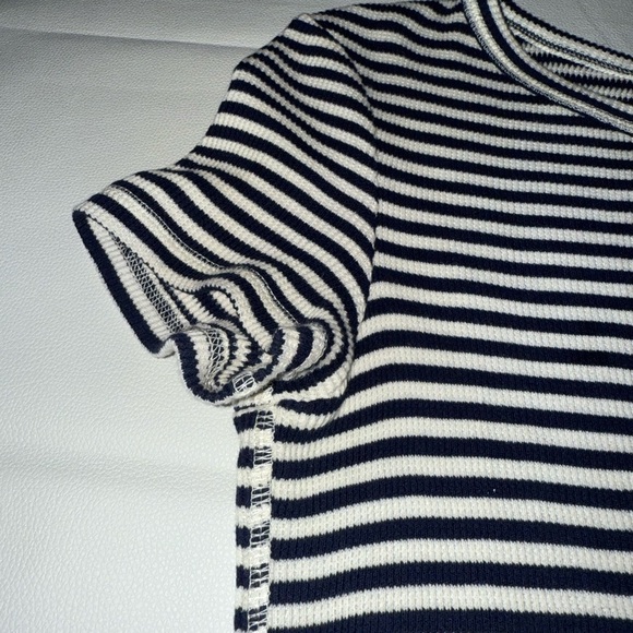 Theory Black and White Striped Mini Dress - Size M - Picture 3 of 6